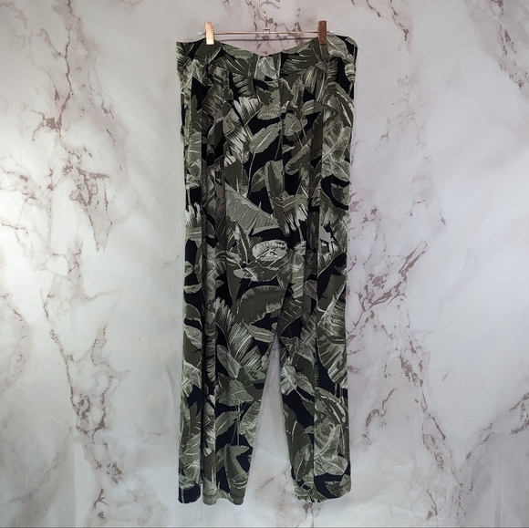 GILI Pants Womens XL P Green Wide Leg Palazzo Resort Hawaiian Floral Botanical - Picture 6 of 14